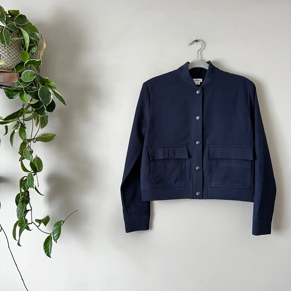 Jason Wu navy blue bomber jacket with pockets line new S - Picture 3 of 14
